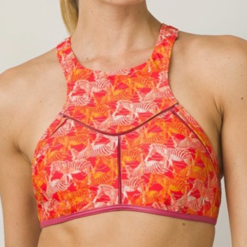 PRANA NWT AZRA BIKINI TOP IN CARMINE PINK SAFARI ZEBRA PRINT ORANGE RED S M L XL